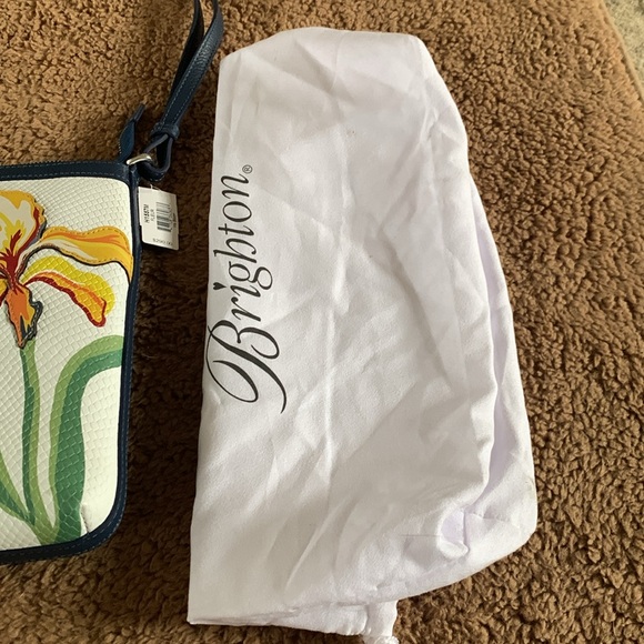 NWT Brighton Iris Bloom Fleur navy leather messenger bag - Picture 3 of 10